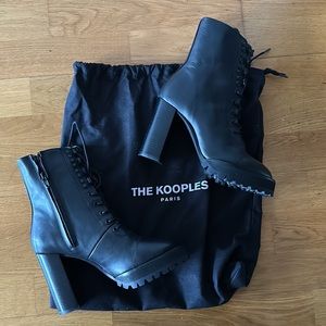 The Kooples BLACK HEELED BOOTS WITH TEXTURED TREAD